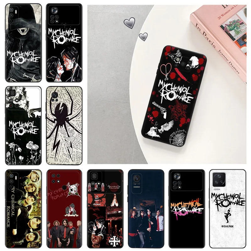 Matte Phone Case For Xiaomi Mi Poco X4 Pro X5 C50 C55 C40 X3 M5 M5s F4 GT M4 5G M3 F3 F1 My Chemical Romance Black Soft Cover