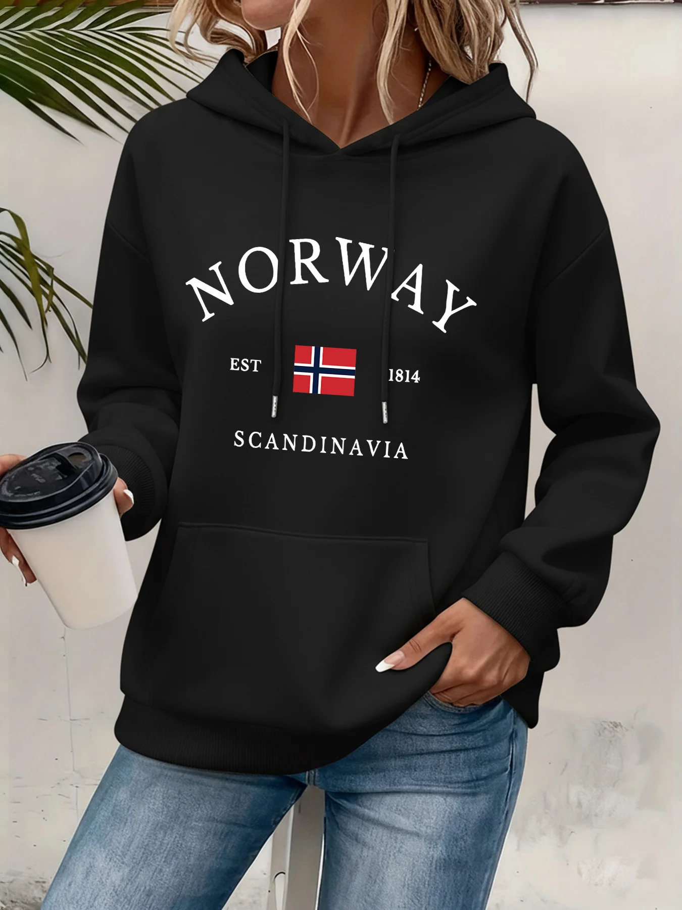 Women's fashionable hoodie, printed design women's cap shirt, women's thick-fiber winter cap shirt winter clothes women