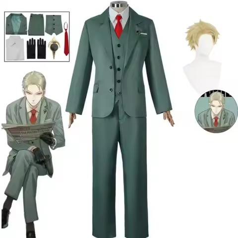 Anime Spy X Family Loid Forger Cosplay Costume Uniform Men's Light Green Suit Tie White Shirt Set Hat Halloween Party Dress