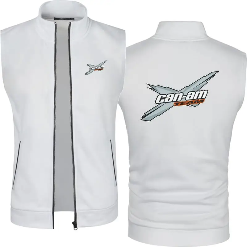 Men Can Am Off Road Brp Atv Commander Utv Outlander Men's Knitted Velvet Casual Top Zipper Vest Sleeveless High Neck Fleece Jack - Image 8