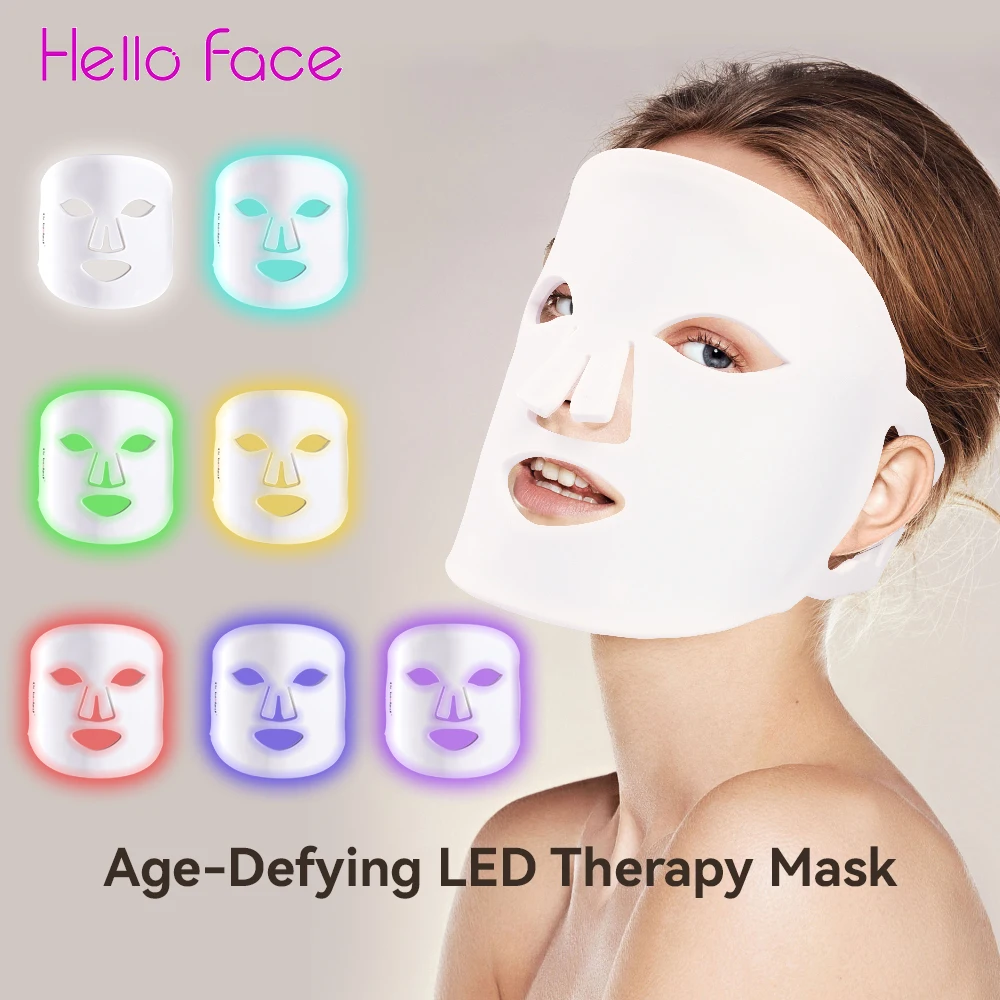 Gesichts LED Licht Therapie Maske Professionelle 7 Farbe PDT Gesicht Schönheit Maske Wireless Photon