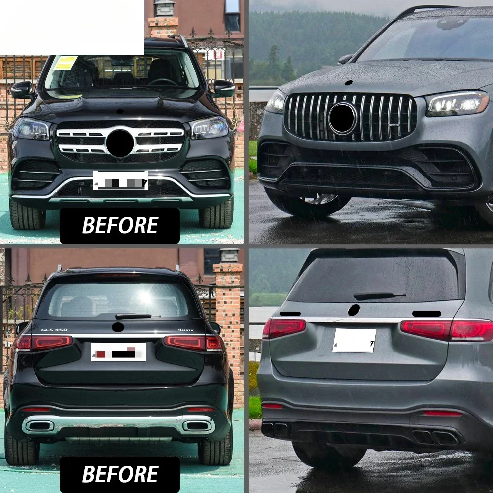 Auto Facelift Refit Body Kit For Mercedes-Benz GLS X167 2020-2022 Update to GLS63 AMG Style Front Rear bumper assembly Grille