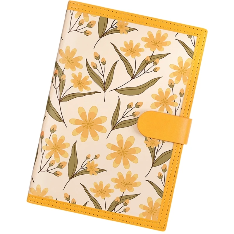 Flower Print Notebook 224 Pages Wide Lined Leather Notebook Journal 8.5x5.7Inch College Ruled Journal for Office School