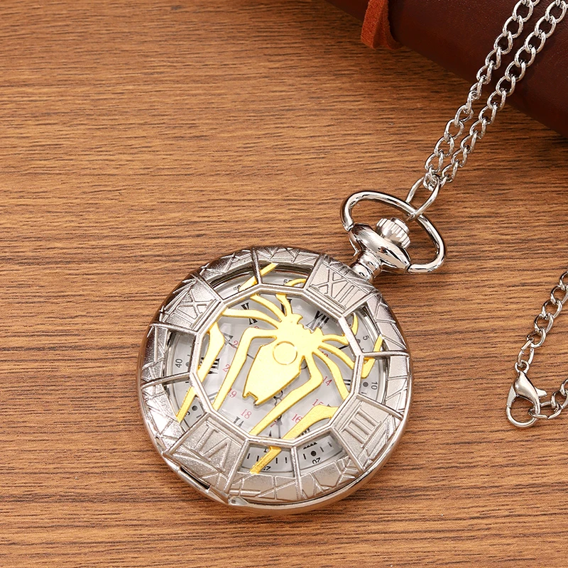 ساعة جيب كوارتز مع سلسلة للرجال والنساء ، هيكل عظمي عتيق ، عنكبوت ، عتيق ، أرقام رومانية ، دلاية ، ساعة ، سلسلة هدايا #5