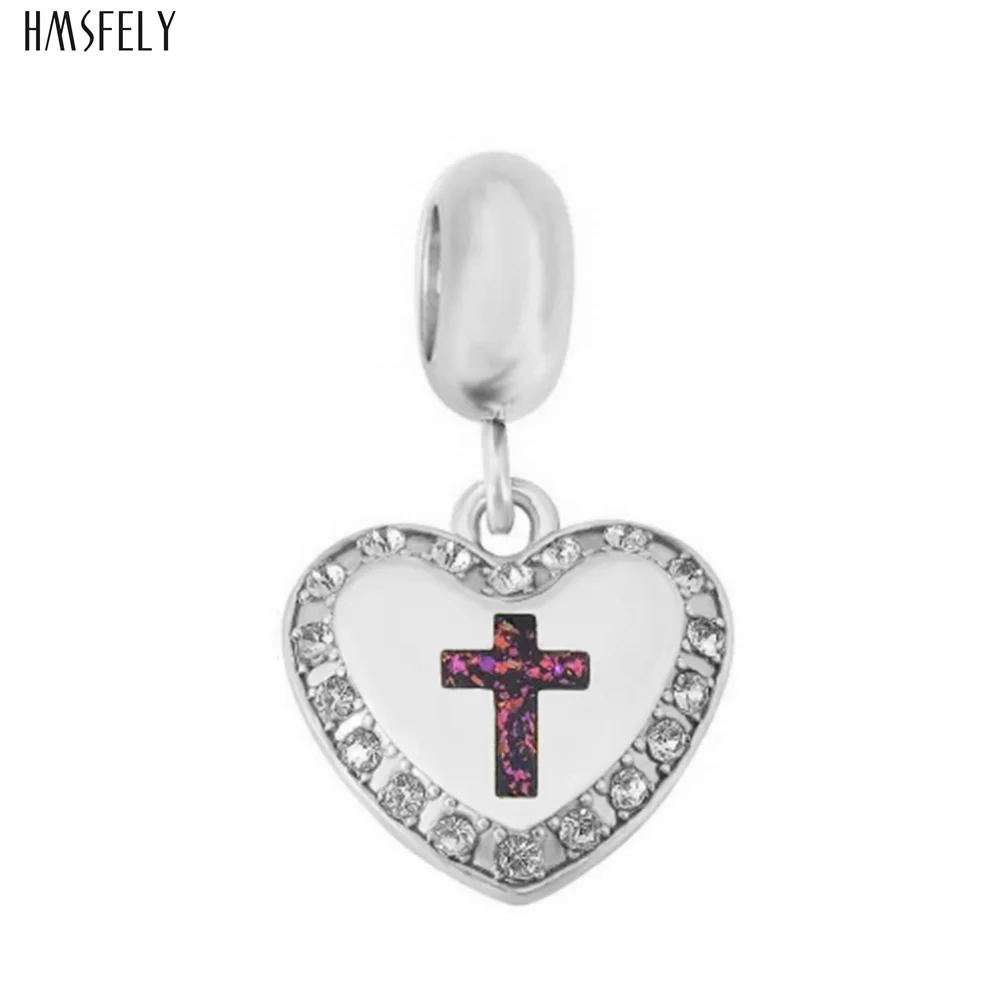 HMSFELY Cross Heart Steel Pendant For DIY Bracelet Necklace Jewelry Making Accessories Women Bracelets Parts