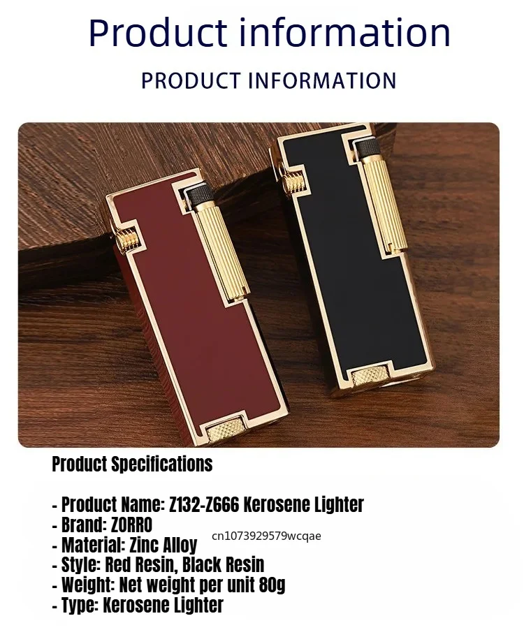 ZORRO Automatic Pop-up Fuel Lighter, Narrow Side Slip Grinding Wheel Ignition, Resin Craftsmanship, High-end Exquisite Gifts