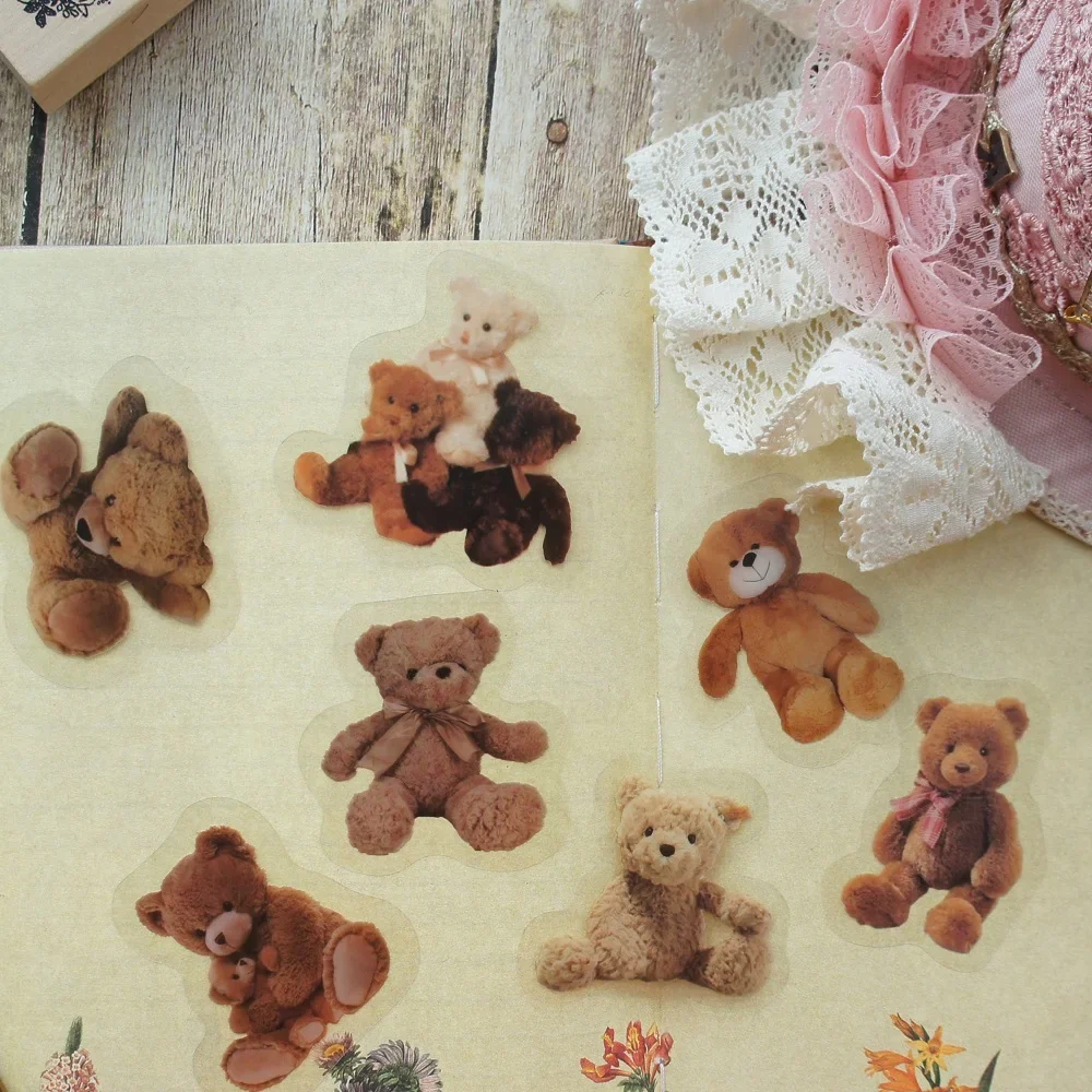 38pcs MIX Size Brown Bear Doll Style PVC Sticker Scrapbooking DIY Gift Packing Label Decoration Tag