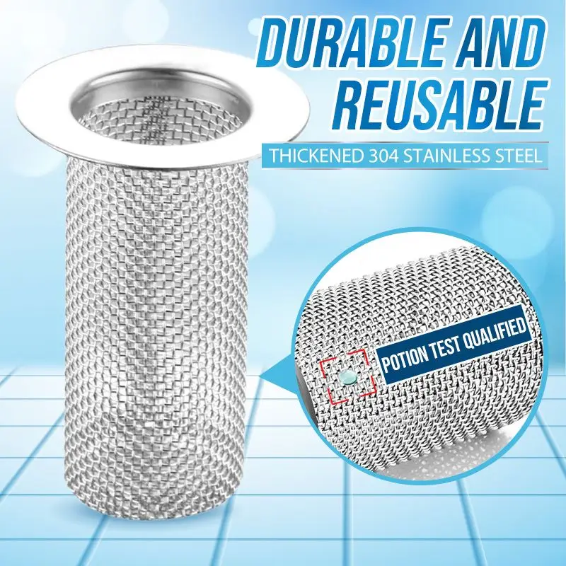 Multifuncional aço inoxidável Floor Drain Filter Mesh Basket Filter Hair Trap Banheiro Kitchen Sink Anti-clog Slag Strainer