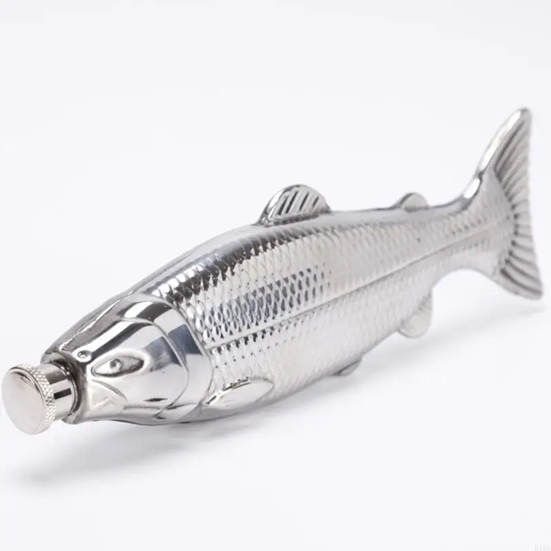 R1WB 5オンス魚の形のドリンクウェア304ステンレス鋼の質感ユニークな飲料ボトル