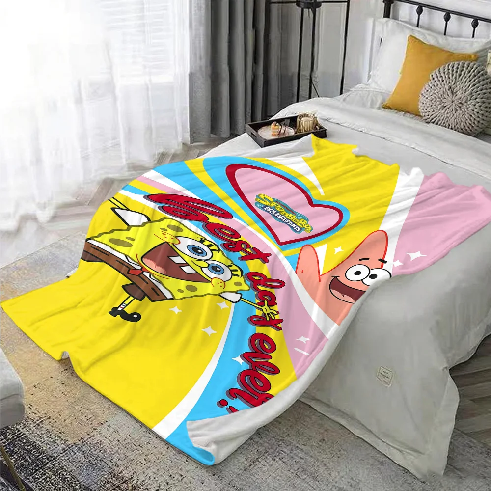 Kawaii S-SpongeBob Bettdecke Überwurfdecken für Winter, Weihnachten, Camping, Tagesdecken und Decken, Sommerdecke, Anime-Sofa