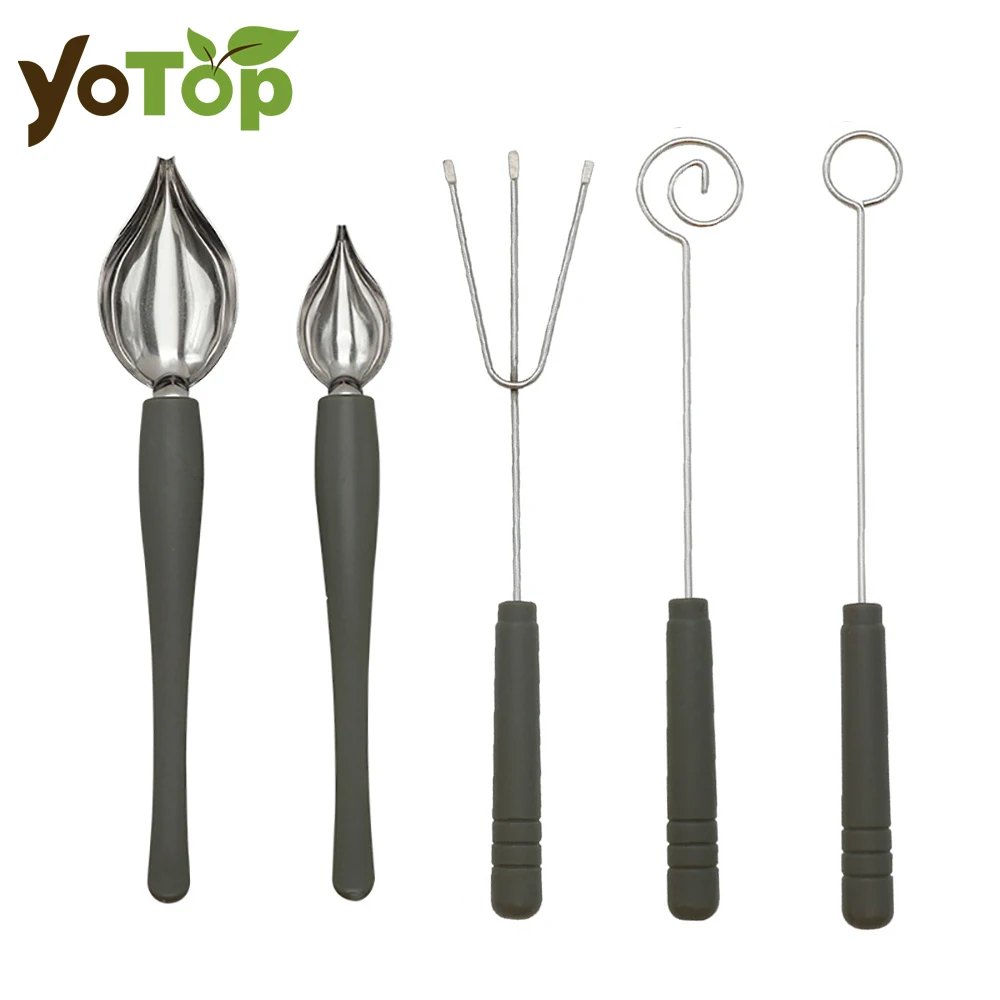 1/5pcs Candy Dipping Tools Chocolate Dipping Fork Spoons Set Culinary Decorating Spoons Chef Art Pencil For Decorative Plates