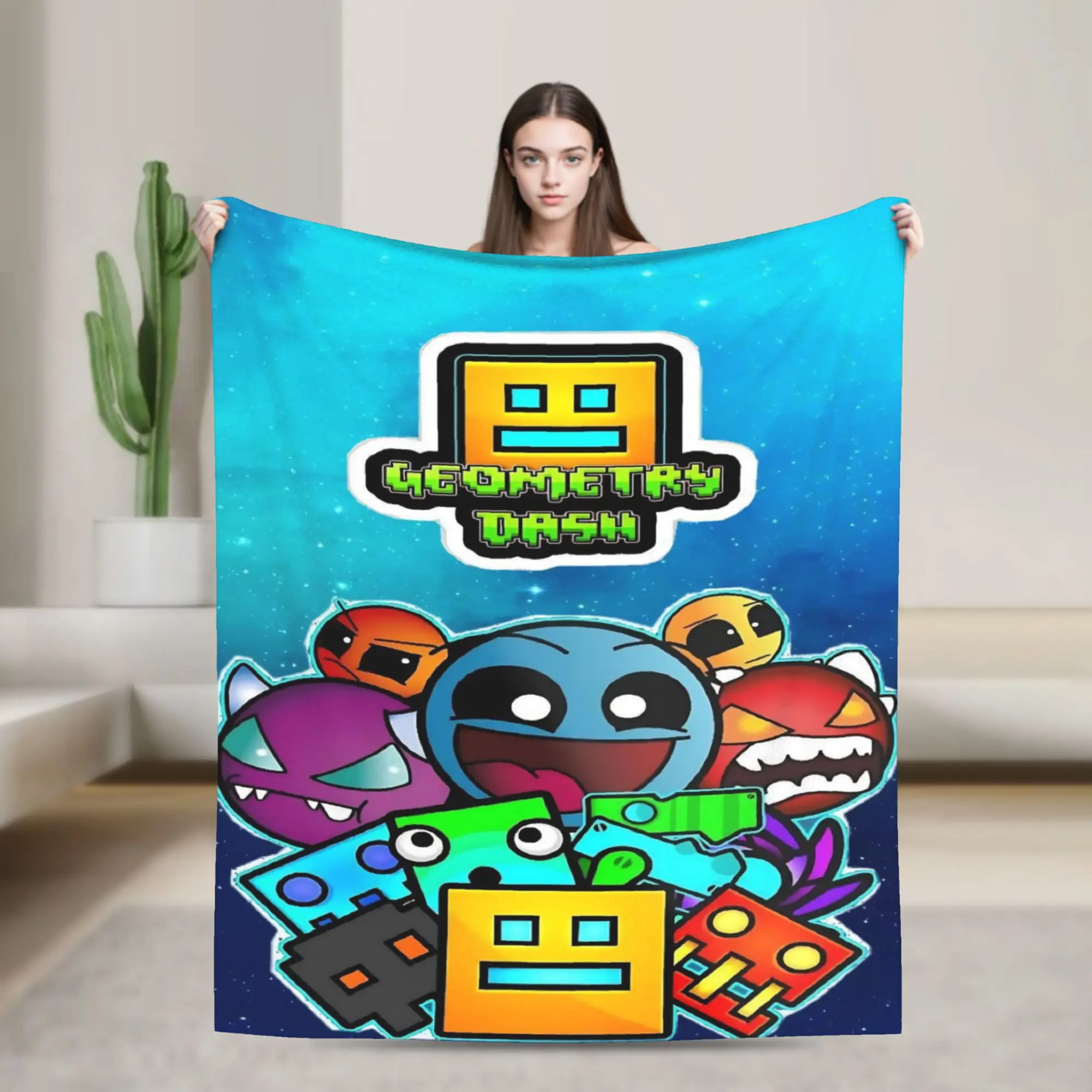 Relax Geometry Dash Games Blanket Stuff Home Decorative  Throws And Blankets Ultra-Soft Velvet for Car