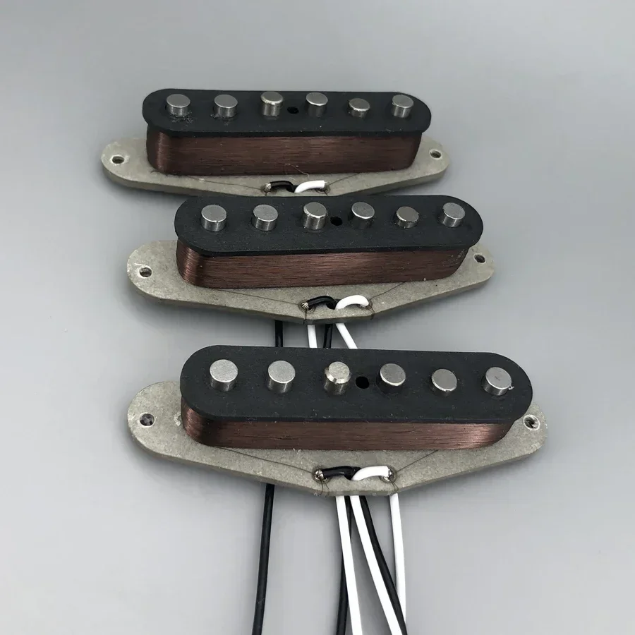 Vintage V70 SSS Handwound Alnico 5 Guitar Pickups Grey Bottom Plate Plain Enamel Wires 42 for Electric Guitar view 4