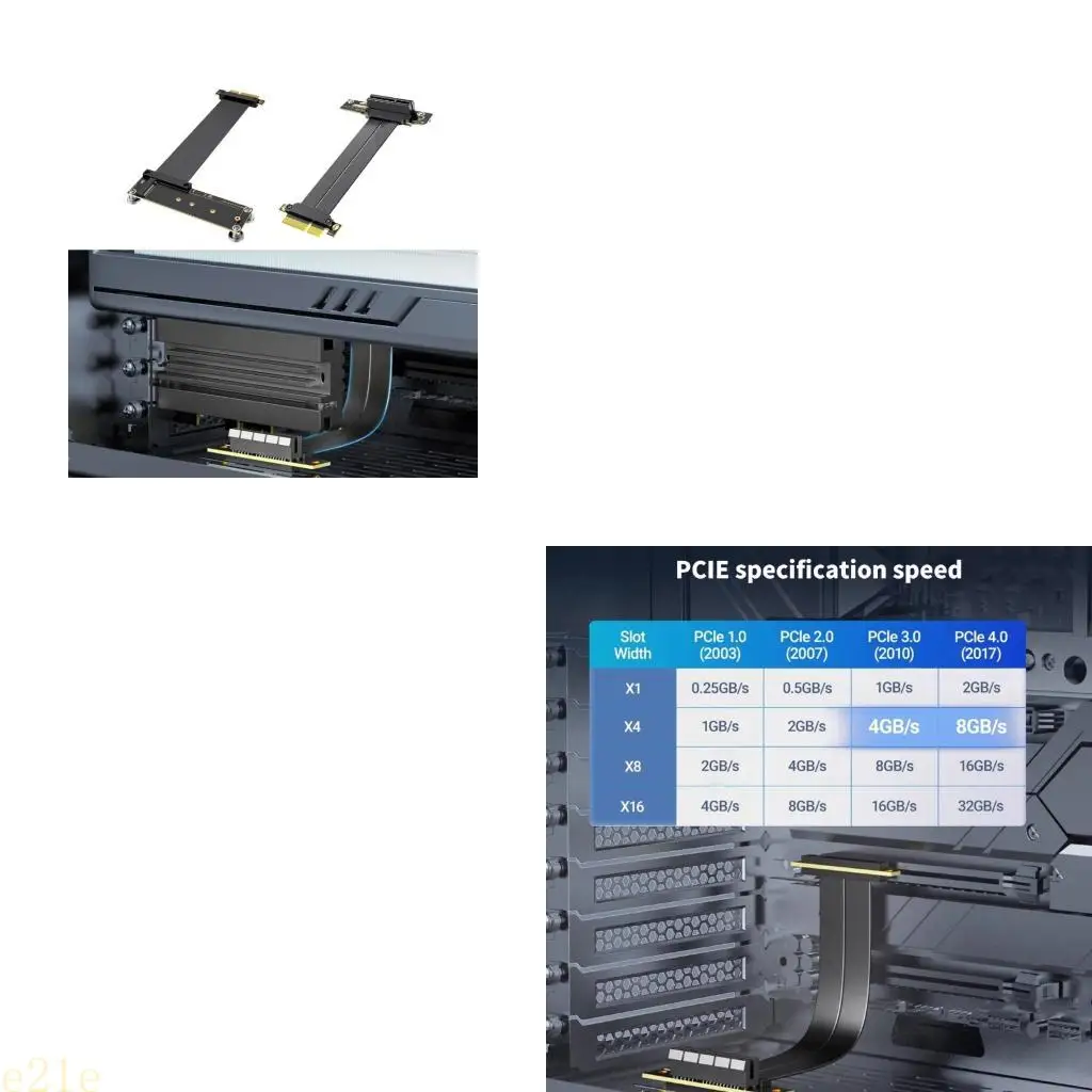 

E21E Простая установка кабеля с магнитным креплением PCIe4.0 4X, настройка без инструментов и дополнительная система охлаждения