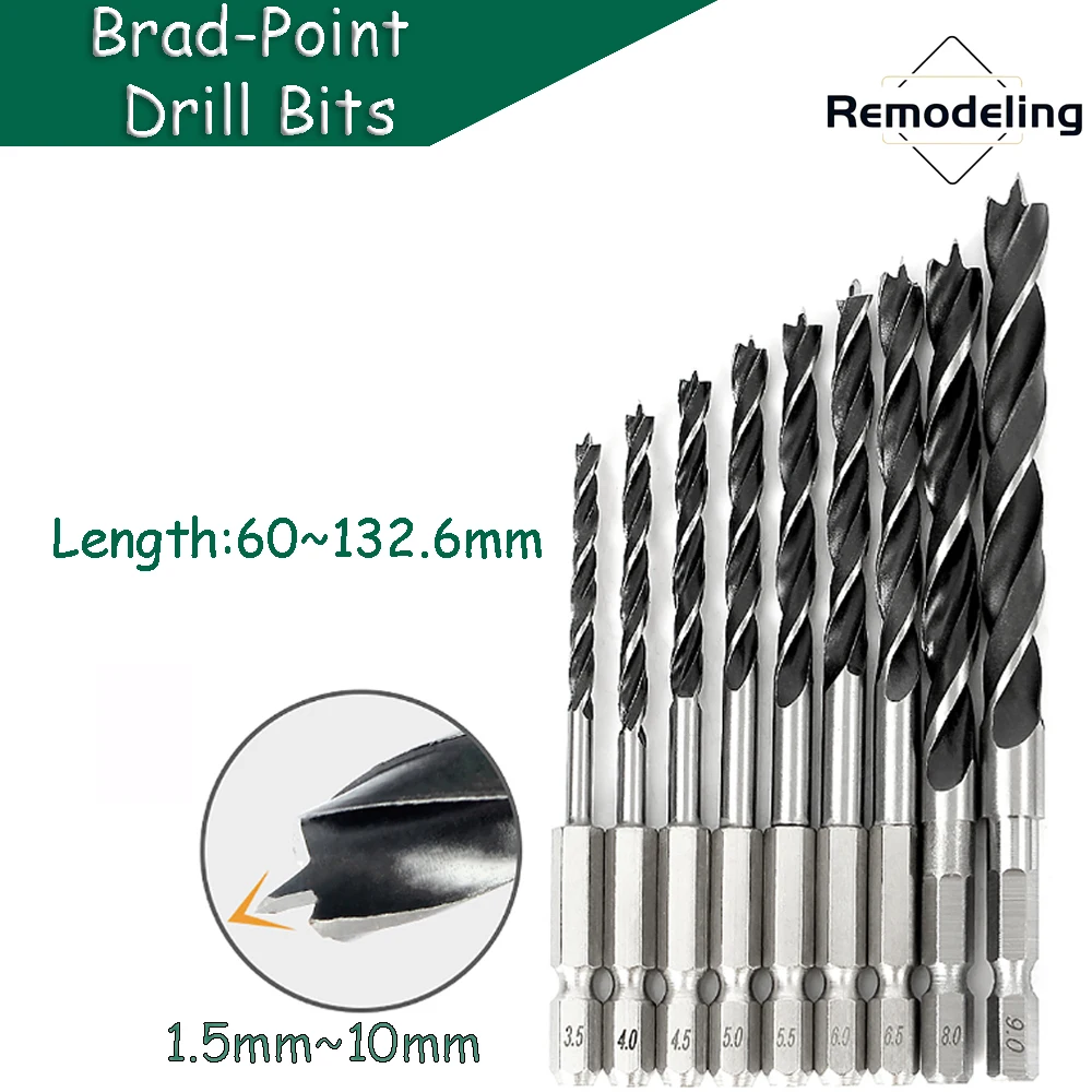 1pcs Brad-Point Drill Bits 1.5mm~10mm 1/4