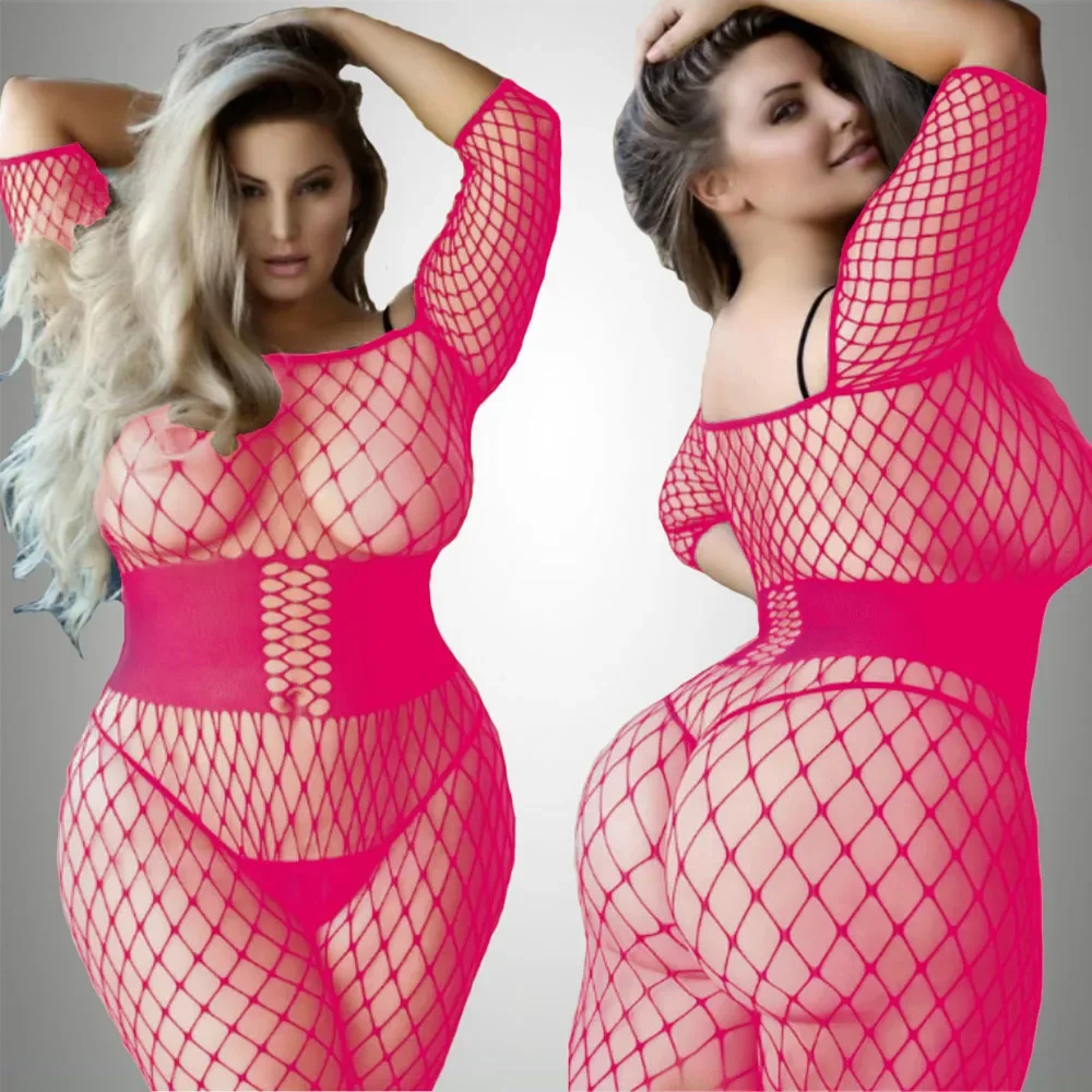 Sexy Bodystockings Open Crotch Women Fishnet catsuit Mesh tights Lingerie Erotic Bodysuit Sleepwear Crotchless Teddies Plus Size