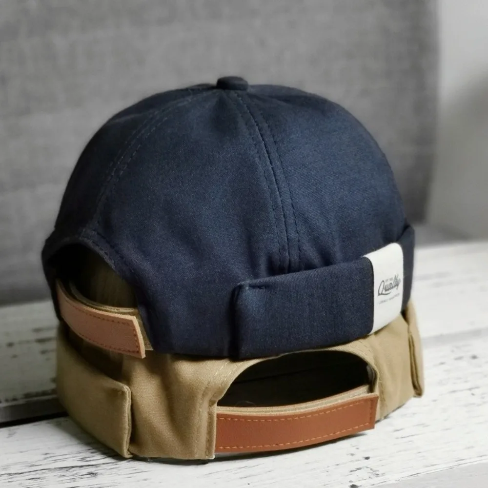 Unisex Adjustable Docker Cap Brimless Hip Hop Sun Hat Solid Color Beanie Hat Spring and Summer