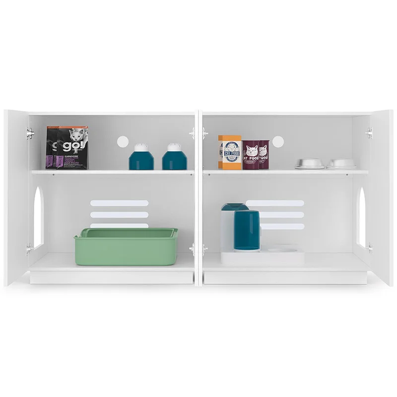 Amazon terlaris modern sederhana kotak kotoran kucing tersembunyi furnitur rumah kucing meja samping toilet kucing kabinet samping terintegrasi