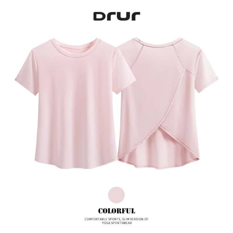 DRUR Women's Cross-Back Round Neck Yoga Tank Top Racerback Lyocell Sports Vest Fitness Wear Workout Shirt Woman Gym Clothing
