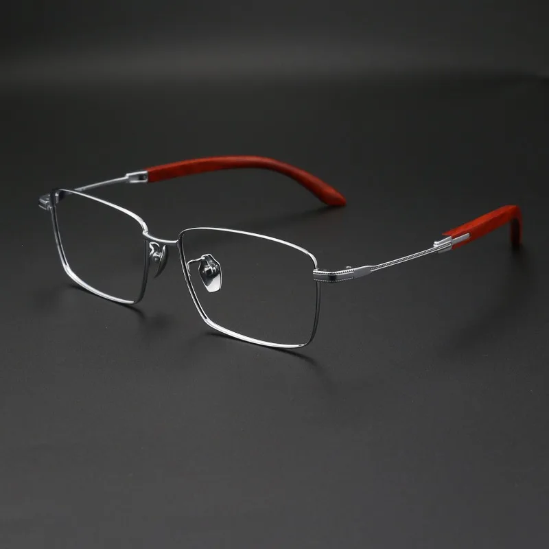 Pure Titanium High-quality Full Frame Men's Business Red Sandalwood Myopia Big Face Can Be Equipped with Glasses Frame