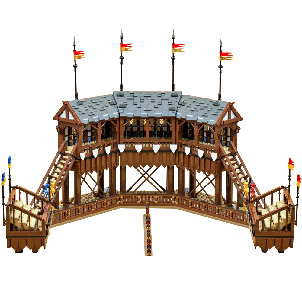 Moc Medieval Tournament Grounds Building Blocks Architecture DIY Model Sets Children Toys Kits Gift Adult Collection Bricks