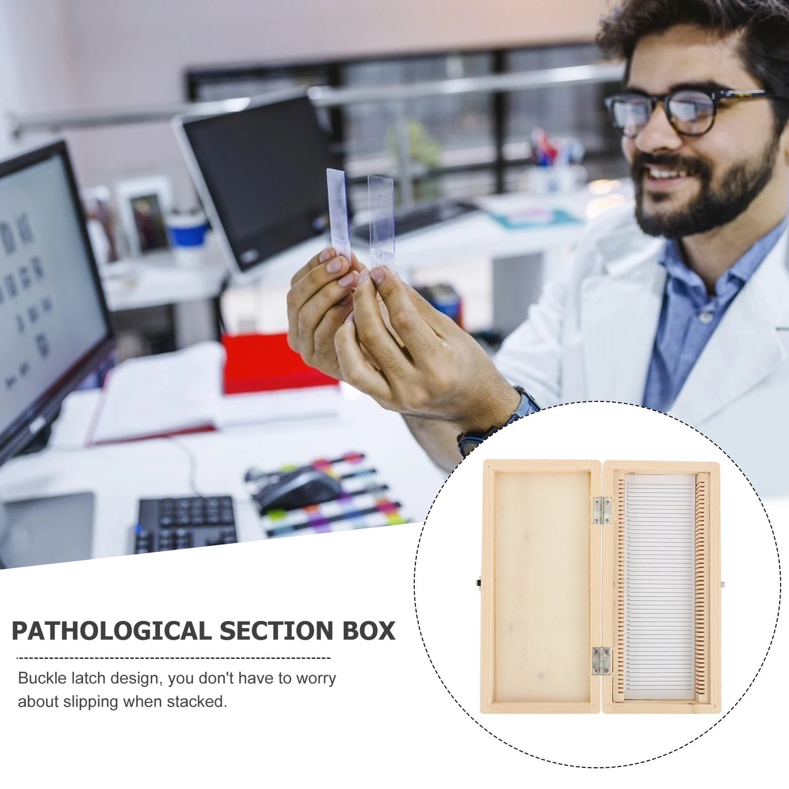 

Wooden Microscope Slide Storage Box Holder for Science Lab Sample Collection Organizing Case Container