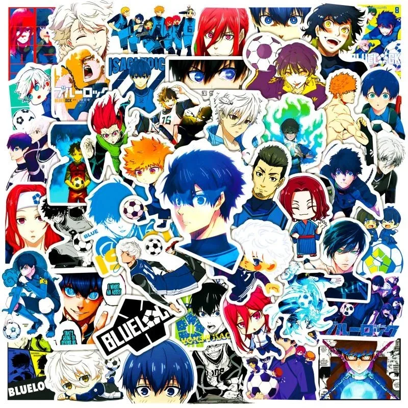 10/25/50 pçs anime azul bloqueio adesivo animação de futebol dos desenhos animados graffiti adesivos decalque à prova dwaterproof água