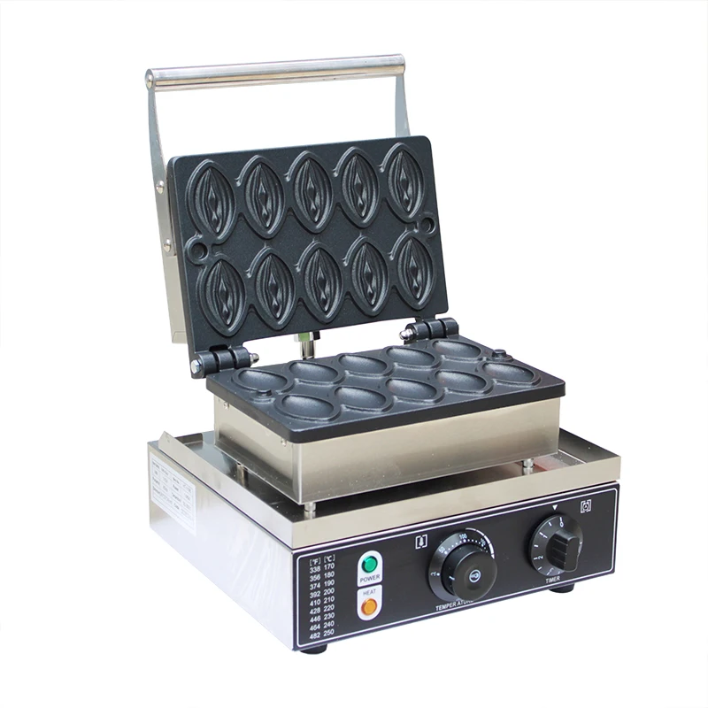 Commercial 10 PCS Hot Dog Baker,Abalone Shape Waffle machine,Female Pussy Grill Baker,Non Stick Stainless Steel,Fun Snacks