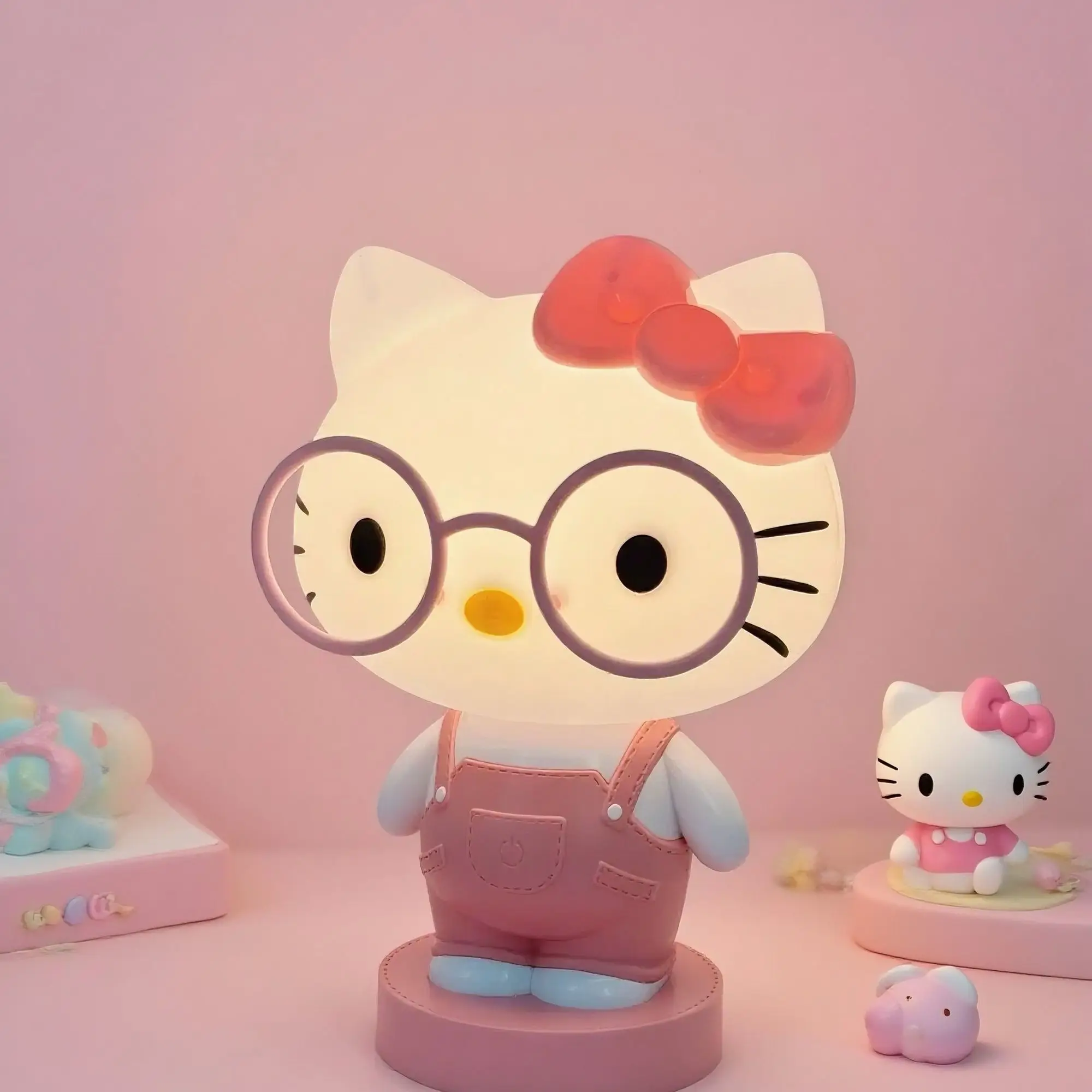 

Kawaii Hello Kitty Night Light Glasses Cat Three-Level Dimming Sleep Night Light Home Plug-in Ornament Gift For Girls Kids Child