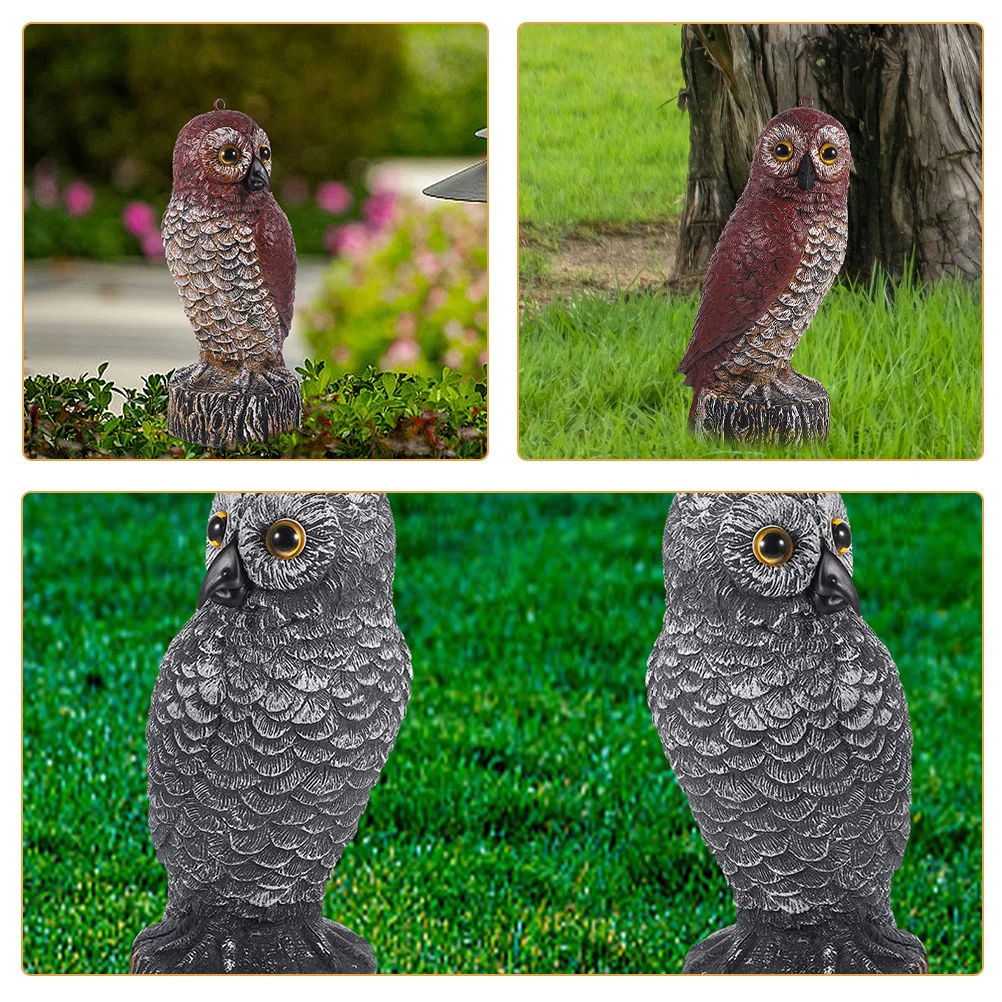2 pçs ao ar livre coruja jardim ornamento realista plástico pássaro dissuasor decoração para quintal jardim coruja gramado bonsai decoração
