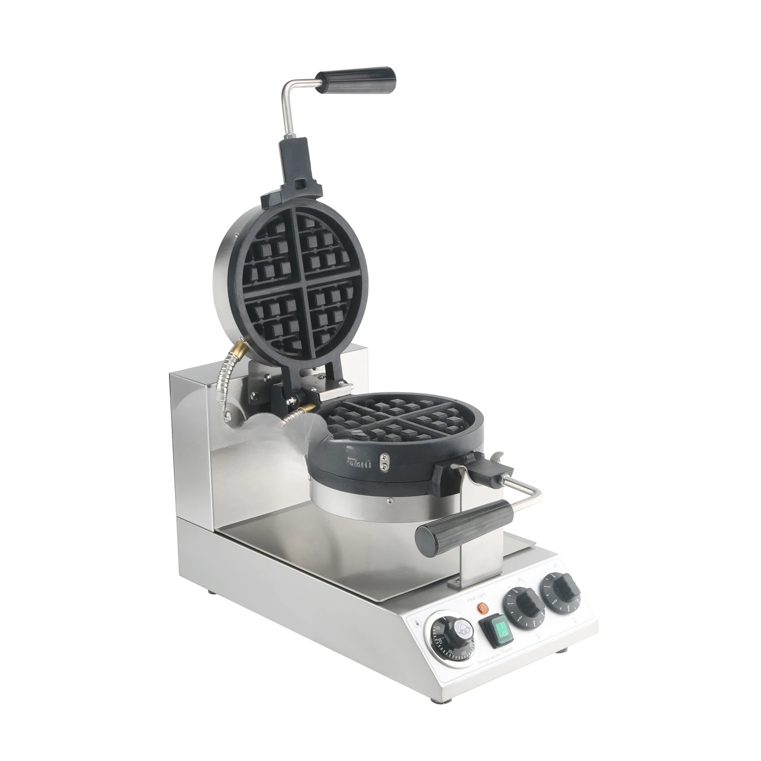 110V 220V Restaurant Kitchen Equipment Wholesale Stainless Steel Rotating Electric Commercial Double Layer Waffle Maker Machine