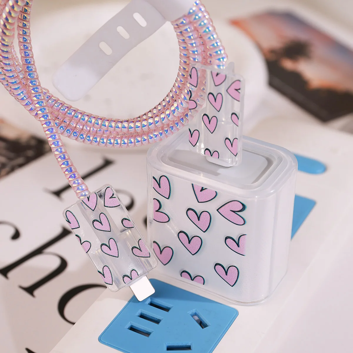 Charger Cable Protector Cover For Apple iPhone 16 15 14 13 Love Heart Charger Case For iPhone 18W/20W Adapter Protective Sleeve