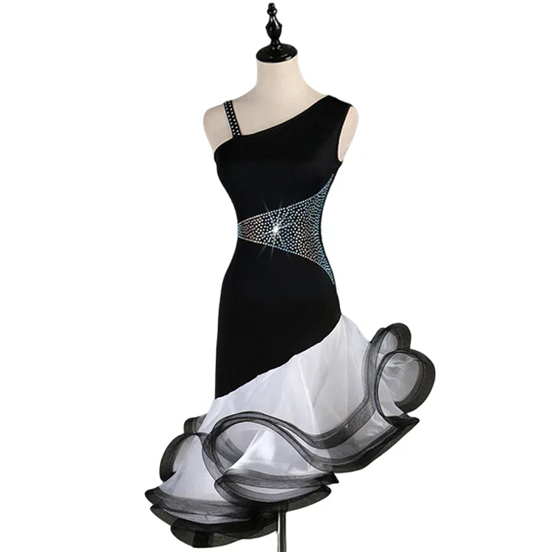 

Fashion Latin Dance Dress Competition Women Performance Skirts Adult Rumba Cha Cha Bullfighting Big Skirt Black Blue Red
