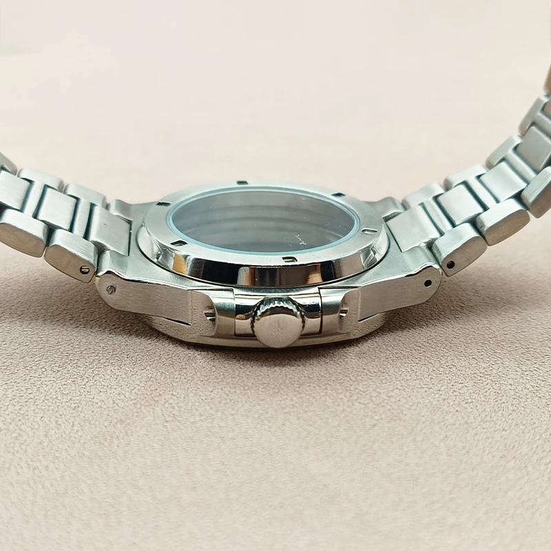 41mm srebrne Nautilus etui do zegarka pasujące do NH35 NH36, szafirowe szkło zamontować pasek do zegarka przezroczysty tył pokrowiec na zegarek