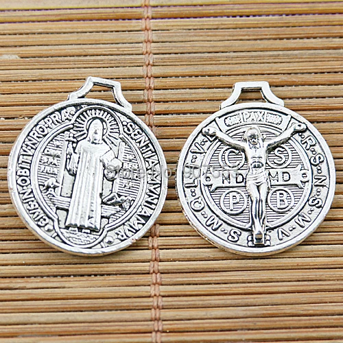 

5pcs 22mm Tibetan Silver Jesus Round Charms EF1386 Charms for Jewelry Making