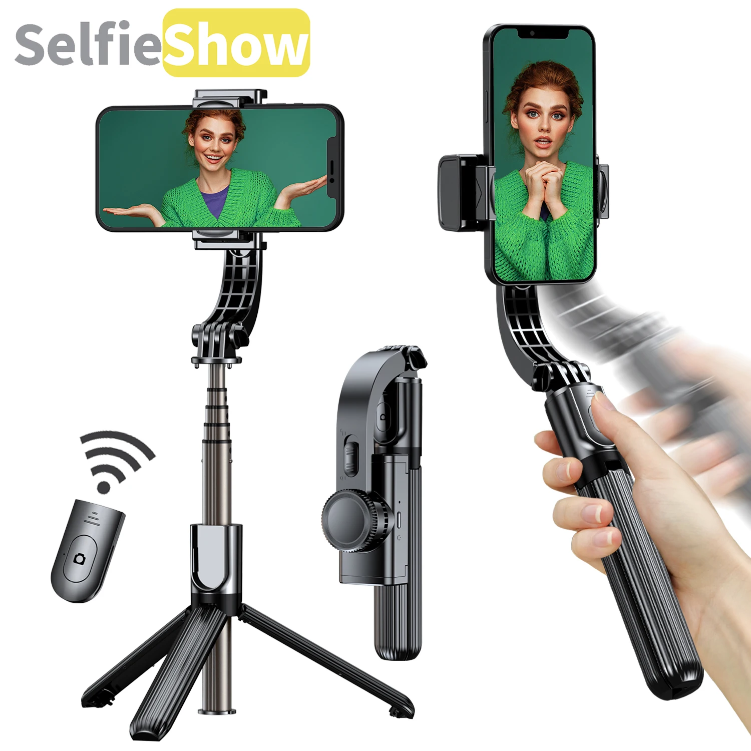 Selfieshow L08 GIMBAL Tripod Selfie Stick Bluetooth Handheld Stabilizer Mobile Phone Holder Adjustable For iPhone/Huawei XIAOMI