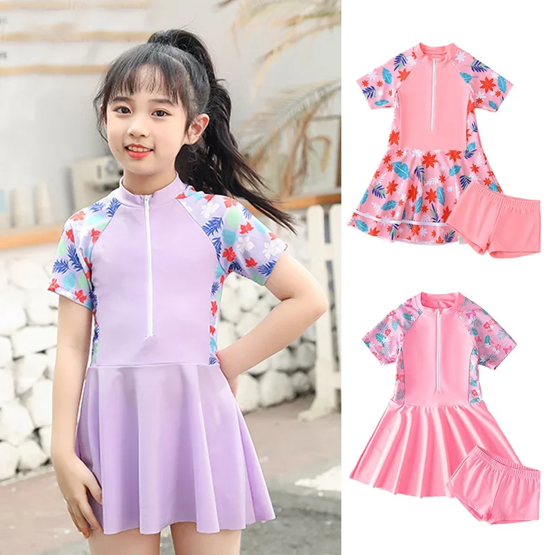 Zomer Kinderen Badpak Meisje Jumpsuit Meisje Ins Badpak Kinderen Conservatieve En Schattige Prinses Rok Stijl Badpak