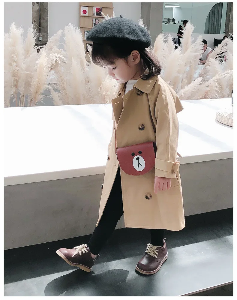 Baby Girl Top Spring and Autumn Trench Coat Children Double-breasted Casual Coat Children Trench Durable Fashion Tops