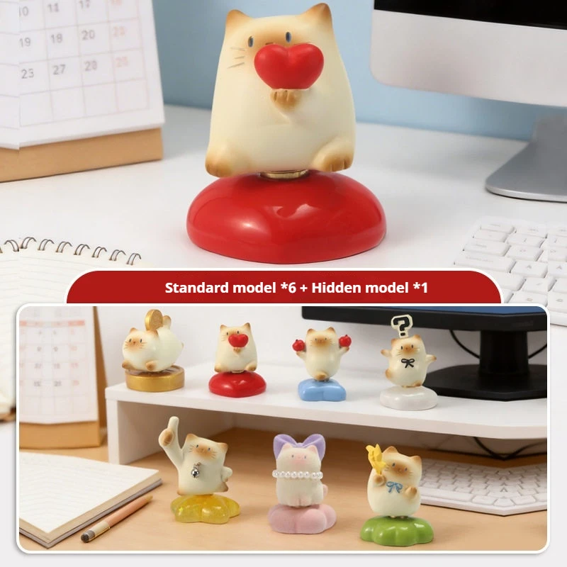 

Cat Pai Happy Rotating Blind Box Rotatable Ornament Cute Siamese Cat Figure Desktop Ornament Fans Birthday Gift Mystery Boxes