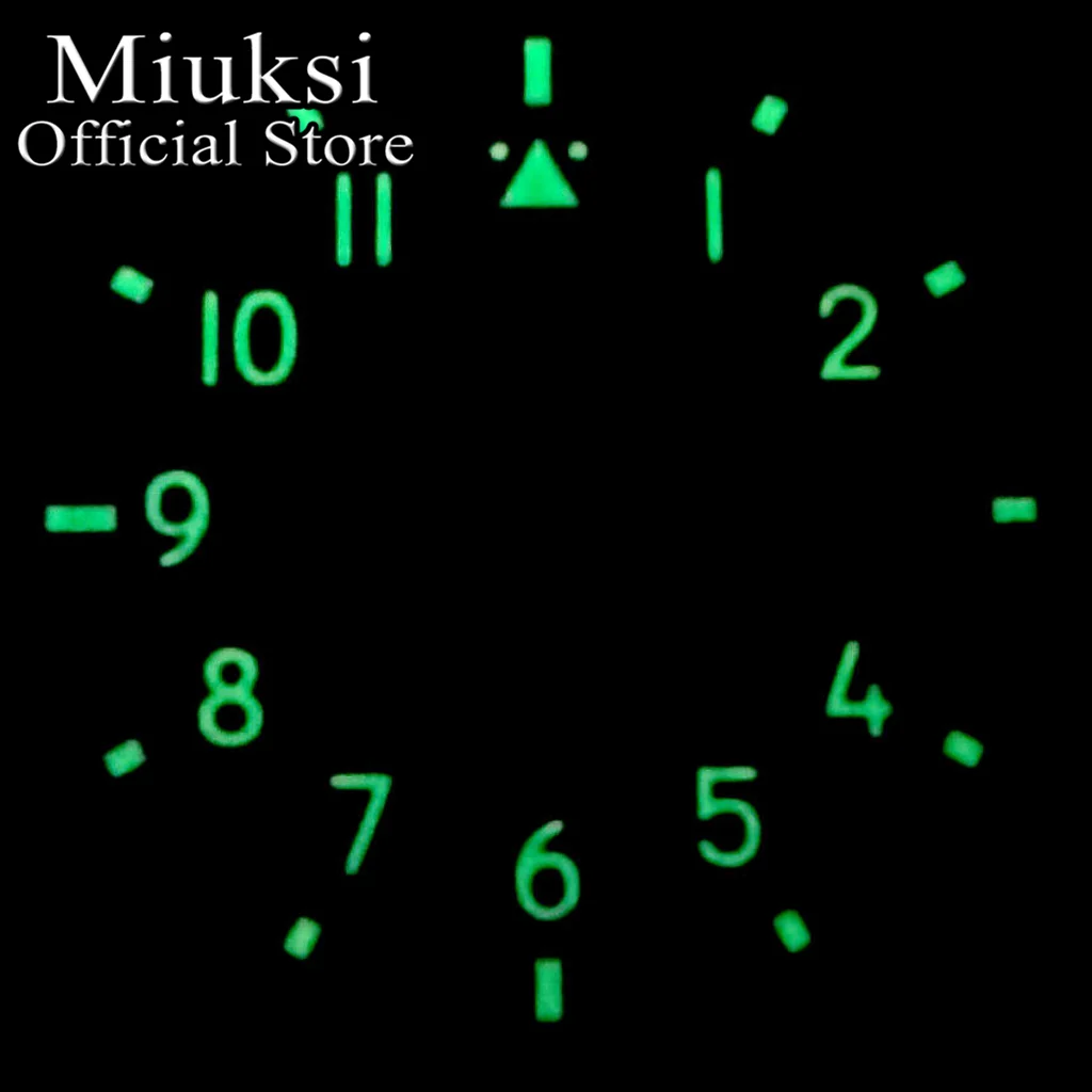 Miuksi 29mm black blue green white sterile watch dial luminous fit NH35 movement fit 3 o\'clock crown 3.8 o\'clock crown