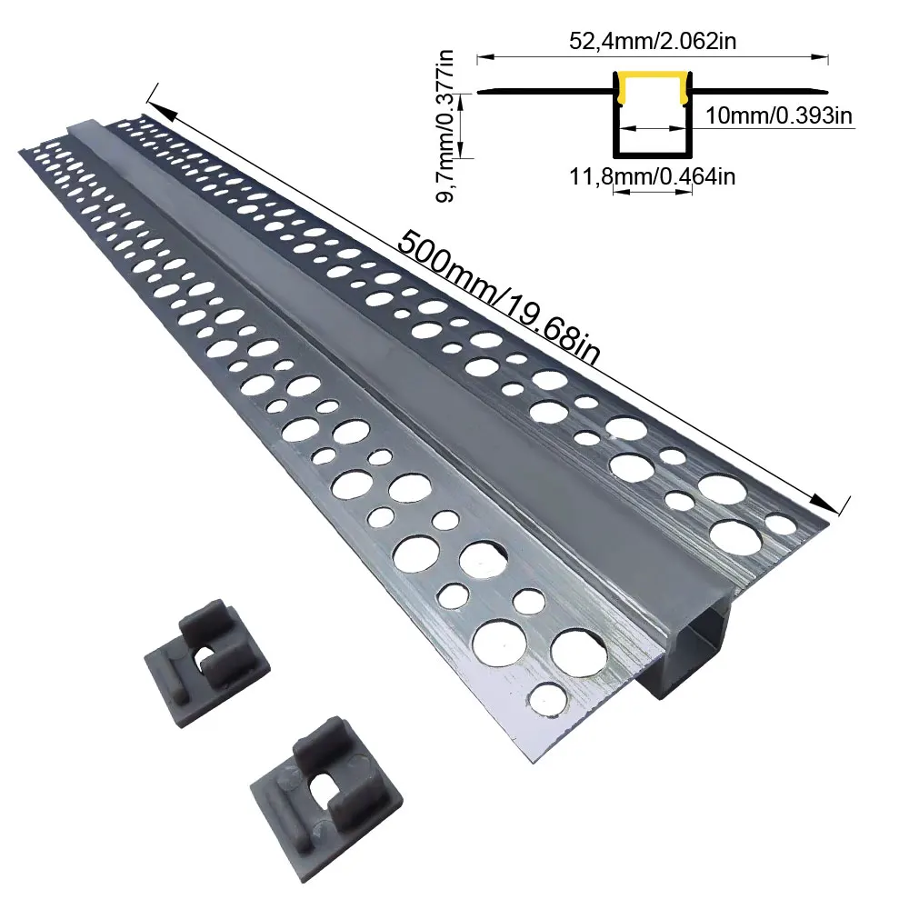 52x13mm 1 szt. 0,5m aluminiowa taśma profilowa LED z czarną osłoną wbudowana w suficie i ścianie oświetlenie komercyjne i domowe