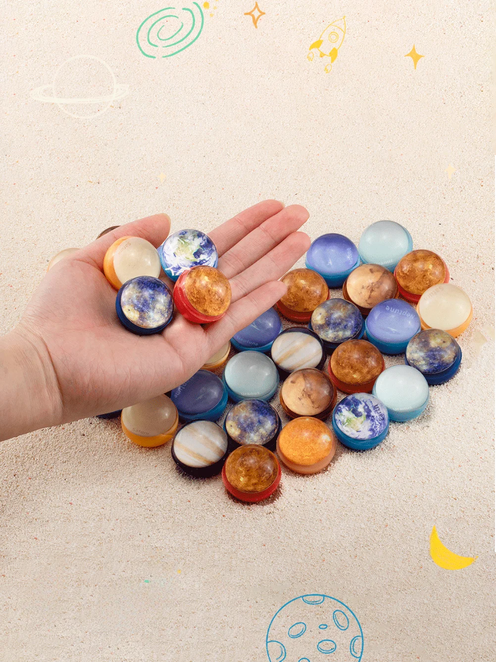 Victor 32nd Solar System Elastic Ball Cross-Border Toray Egg hine Pl Bouncing Starry  Theme Toy for Children