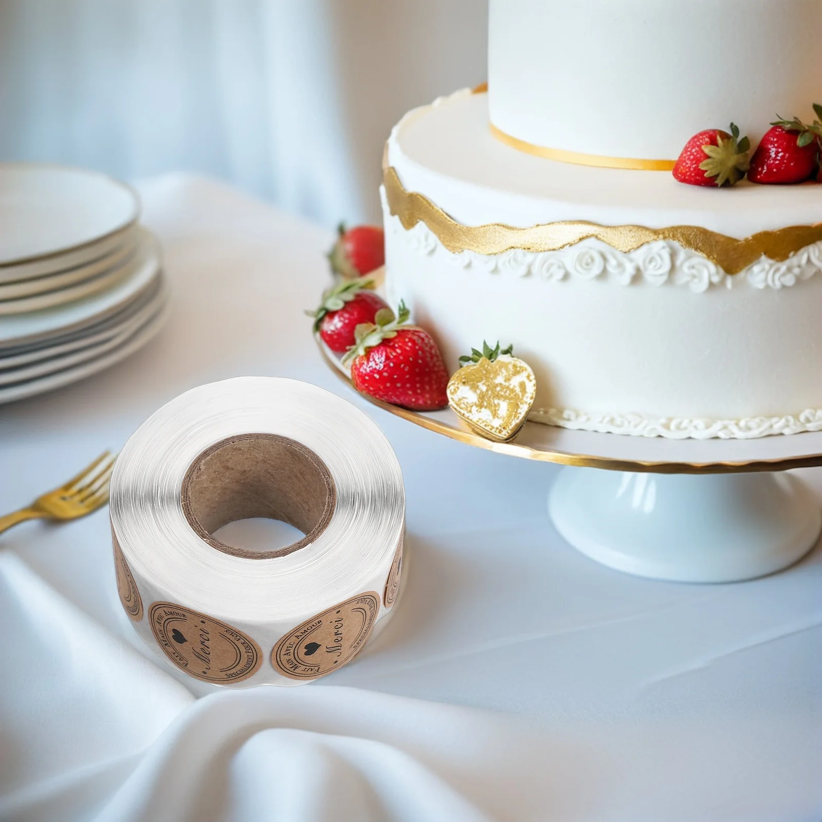 

2 Rolls Premium Kraft Thank You Stickers with French Design Adhesive Label Tags for Retail Boutique Packaging Seals