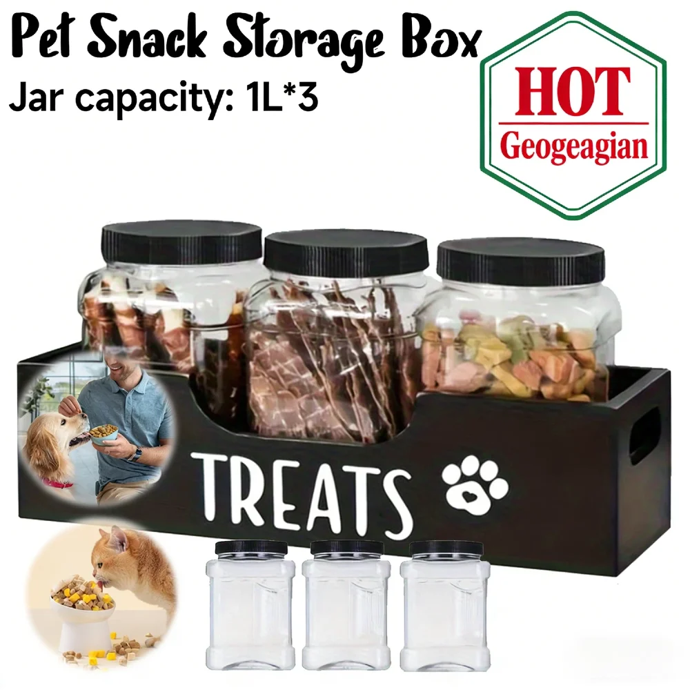 

Wooden Dog Treat Storage Holder Airtight Large Capacity Pet Snack Organizer with Custom Labels Transparent Design for Gift Suppl