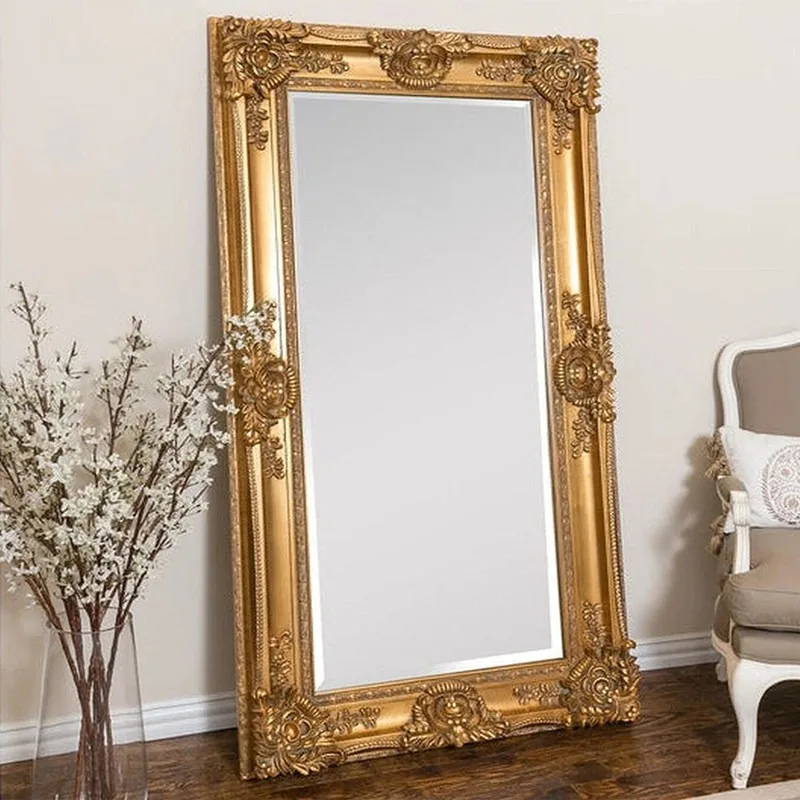 European retro carved home wall hanging wall dressing mirror floor-to-ceiling large mirror
