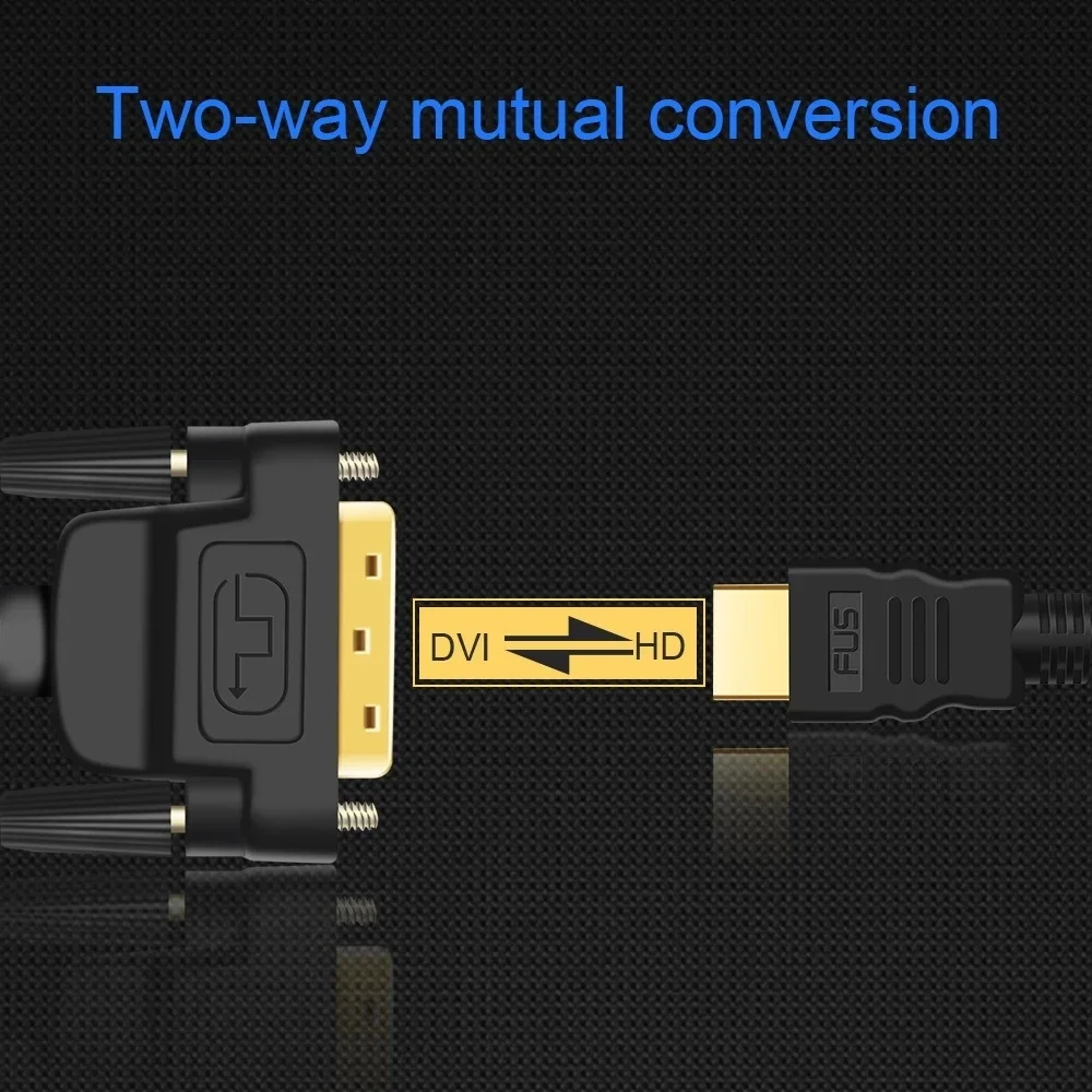 HDMI compatible to DVI Cable 1080P 3D Cable D 24 1 Pin Adapter Cables Gold Plated for TV BOX DVD 1 2M