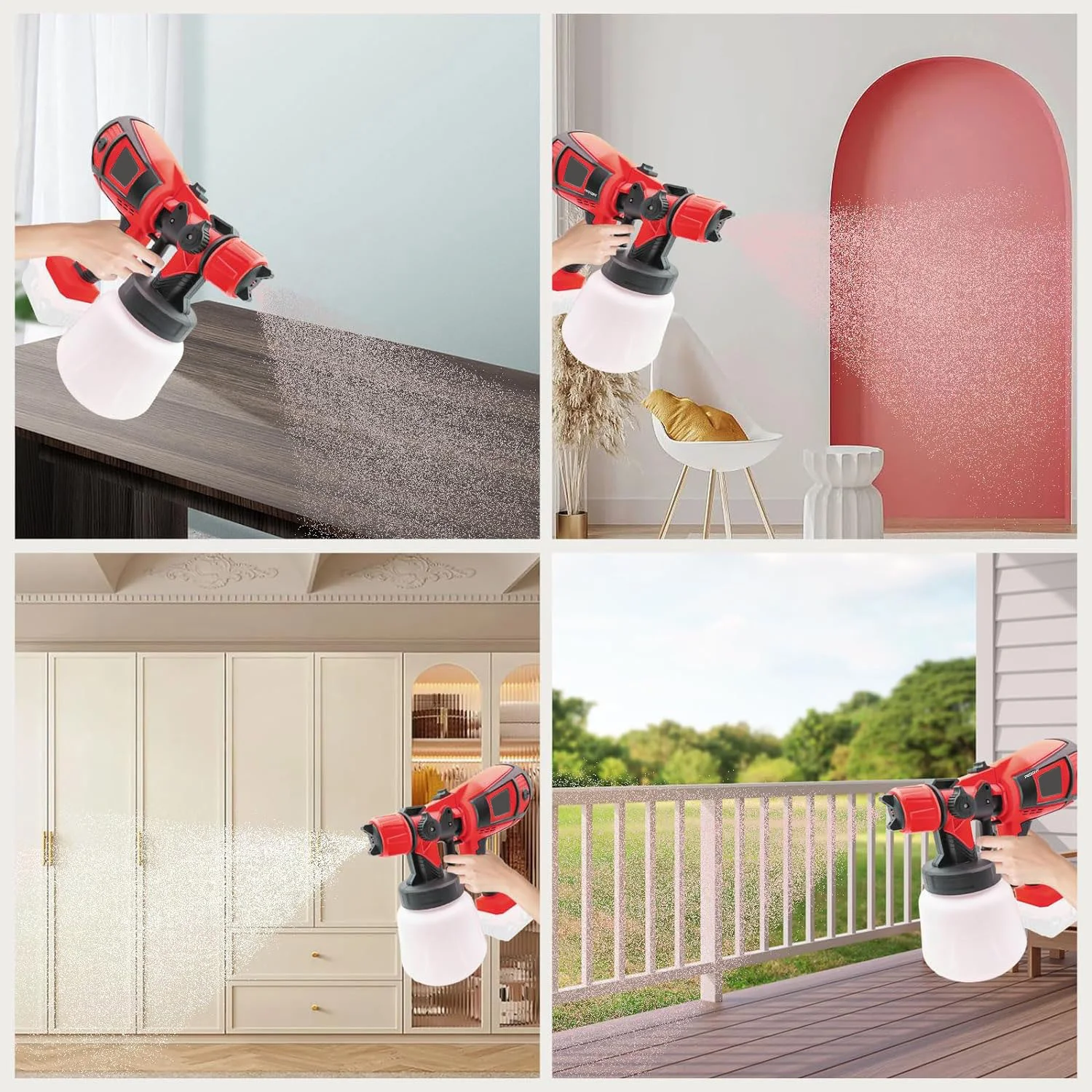 Cordless Paint Sprayer replace for Milwaukee M18 18V Battery, HVLP Spray Paint Gun 1000ML ONLY TOOL