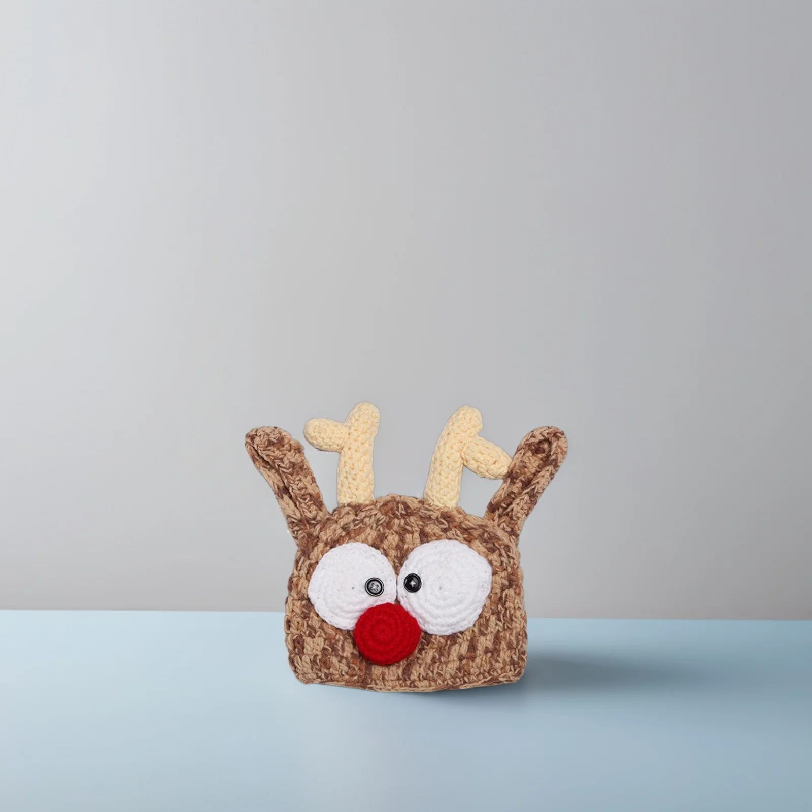 

Baby Knitted Crochet Reindeer Hat Premium Wool Yarn Handmade Winter Warm Headwear Cute Photography Prop Antlers
