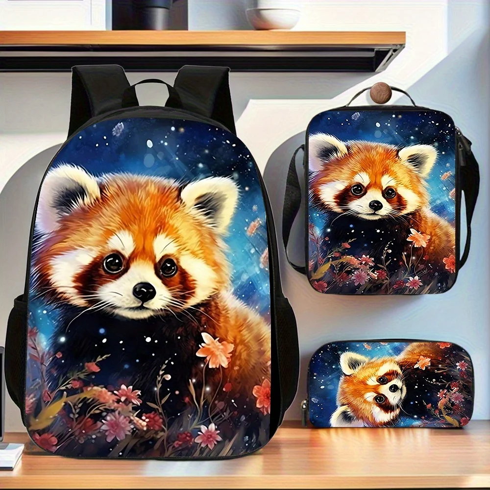 

3pcs Small Animals Pattern Backpack Set | Includes Large Capacity Casual Double Shoulder Backpack, Pencil Bag, and Lunch Box, Ha