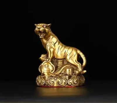 Copper Tiger Ornament Yuanbao Ruyi Zodiac Mountain Tiger